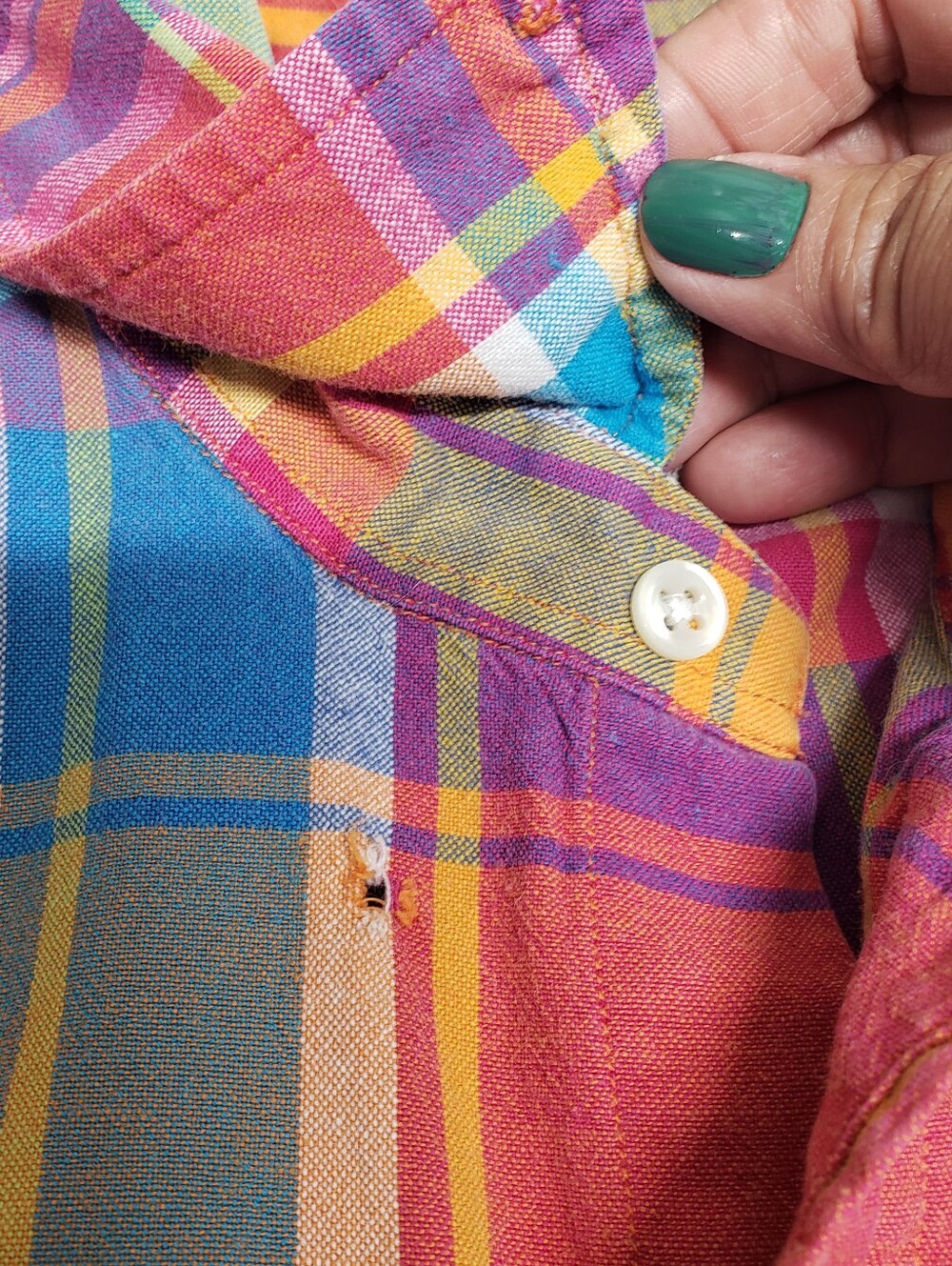 Ralph Lauren Blaire Cotton Multicolor Madras Plaid Short Sleeve Button Down L - Picture 2 of 12
